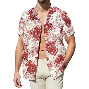 Men's Hawaiian Short - Sleeve Shirt, Classic Aloha Button - Down, Casual Beach Party Vacation Top - 1 of 4