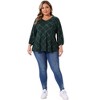 Agnes Orinda Women's Plus Size Plaid Button Decor V Neck 3/4 Sleeve Shirt Casual Tunic Blouse - 3 of 4