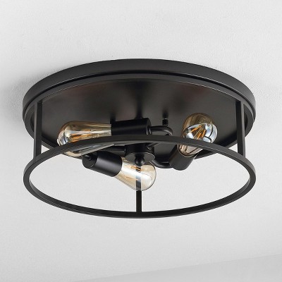 Broux 18" Black LED Industrial Flush Mount