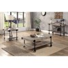 Vynxaria Industrial Style Coffee Table Open Bottom Shelf, Replicate Wood Wheel Legs, Slat Design, Natural Tone/Black Finish - 4 of 4