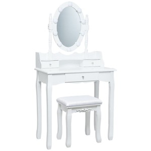 Tangkula Mirrored Vanity Table Set Lighted Makeup Dresser w/ Drawers - 1 of 4