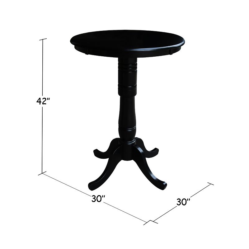 30" Round Top Pedestal Height Table Black - International Concepts, 4 of 6