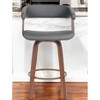 HomeRoots 26" Gray And Wood Brown Faux Leather Swivel Counter Height Bar Chair - 2 of 4