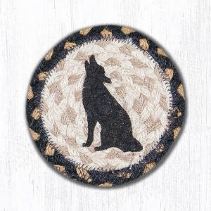 Earth Rugs Howling Coyote Printed Coaster – 5"x5" Braided Jute Wildlife Accent for Rustic Lodge or Desert Decor - 1 of 3