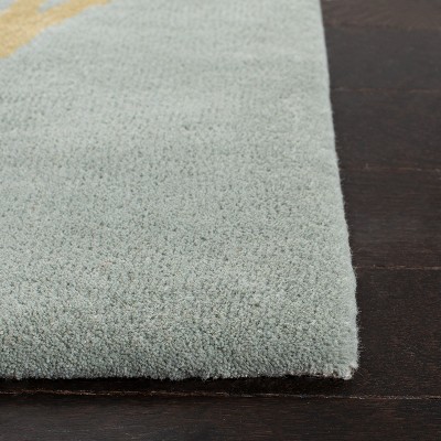 Light Blue and Multi Floral Hand-Tufted Wool Area Rug