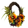 Northlight Sunflower and Mum Twig Autumn Artificial Floral Wreath, 20-Inch - 4 of 4