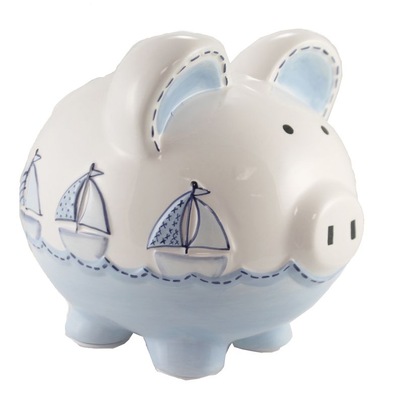 Child To Cherish 7.75 In Triple Sailboat Piggy Bank Ocean Water Waves Decorative Banks, 1 of 5