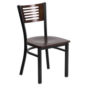 Flash Furniture Black Decorative Slat Back Metal Restaurant Chair - 1 of 4
