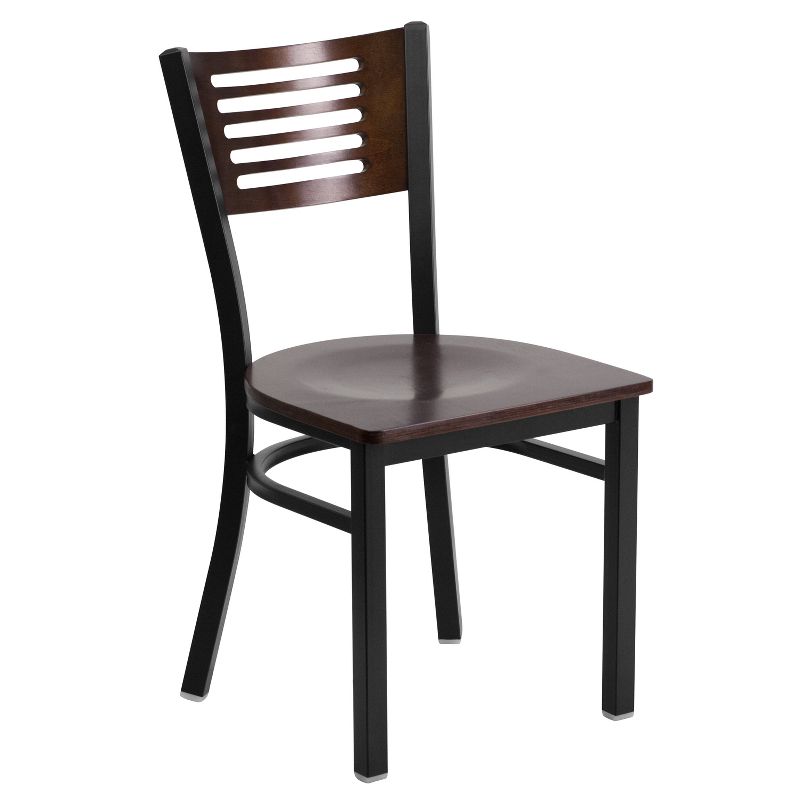 Flash Furniture Black Decorative Slat Back Metal Restaurant Chair, 1 of 8