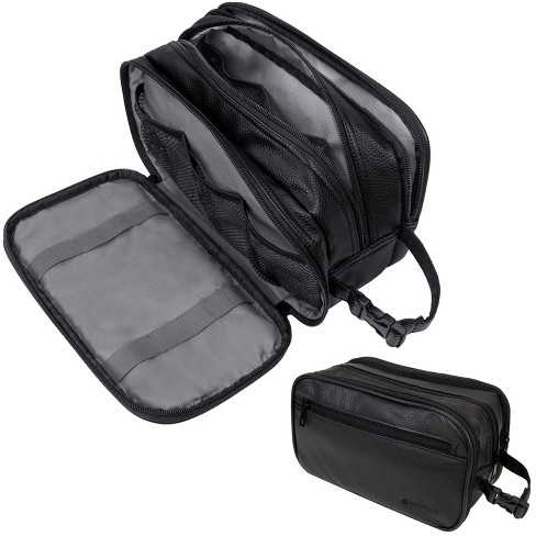 PAVILIA Toiletry Bag for Men, Travel Pouch Essentials Shaving Dopp Kit,  Water Resistant Organizer Case Accessories (Black, Large)