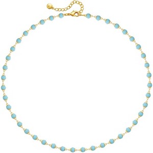 Gold Beaded Choker Necklace 18K Plated Dainty Chain for Women - 1 of 4