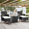vidaXL Garden Bistro Set 5-Piece Balcony Set Garden Furniture Seating Set Balcony Furniture Table Chairs Footstool Poly Rattan Tempered Glass Black - 2 of 4