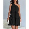 Womens Summer Dress Asymmetric Dresses Sleeveless Ruffle Tiered Layered Chiffon Pleated A Line Swing Mini Dress Night Date Outfits - 3 of 4
