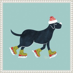 Amanti Art Cute Christmas Black Labrador Retriever by Carrie Cantwell Canvas Art Framed - 1 of 4