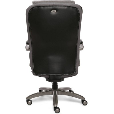 ErgoExecutive High-Back Black Leather & Wood Swivel Office Chair