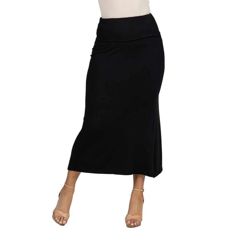 24seven Comfort Apparel Womens Comfortable Foldover Maxi Skirt, 1 of 4