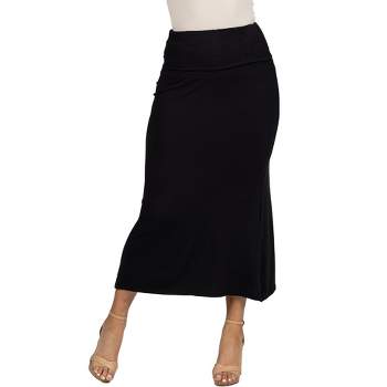 24seven Comfort Apparel Womens Comfortable Foldover Maxi Skirt