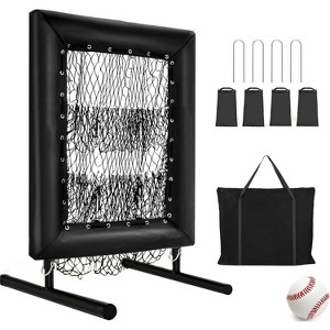 9-Hole Baseball Pitching Net with Strike Zone, Height Adjustable Training Aid for Baseball Softball, Includes Anchor Kit & Practice Balls - 1 of 4