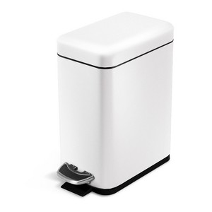 Home Zone Living 1.3 Gallon Slim Stainless Steel Trash Can with Step On Pedal and Soft Close Lid - 1 of 4