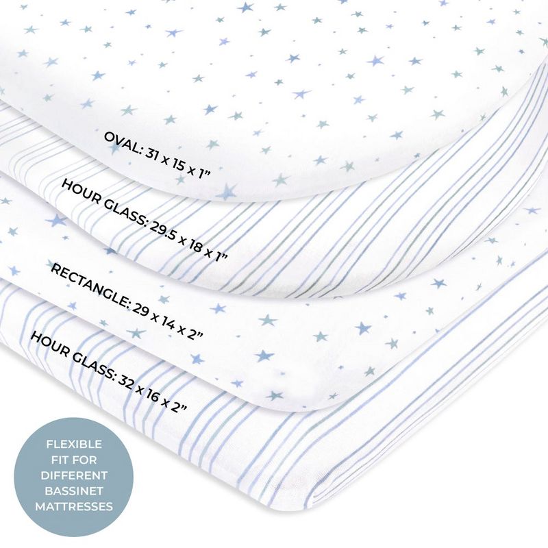 Ely's & Co. Baby Fitted Bassinet Sheet  100% Combed Jersey Cotton   for Baby Boy  2 Pack, 5 of 7