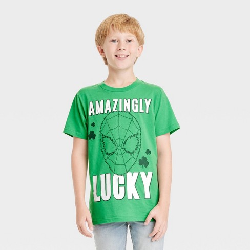 Boys' Spider-Man Lucky St. Patrick's Day Short Sleeve Graphic T-Shirt - Green - image 1 of 3