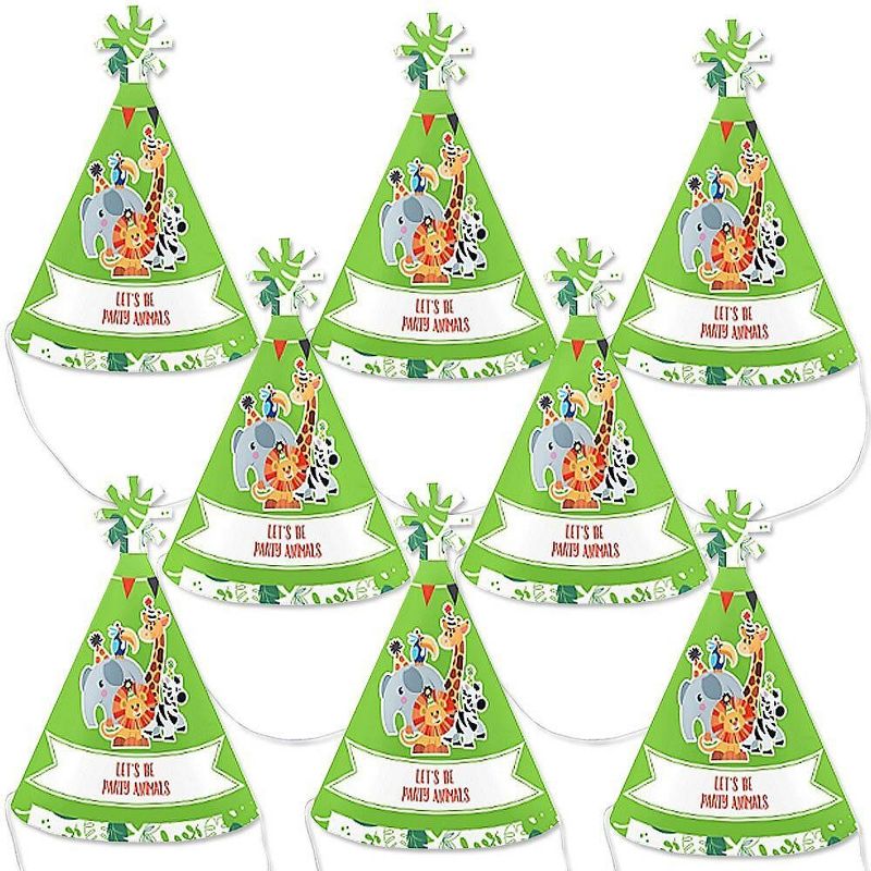 Big Dot of Happiness Jungle Party Animals - Mini Cone Safari Zoo Animal Birthday Party or Baby Shower Hats - Small Little Party Hats - Set of 8, 1 of 9