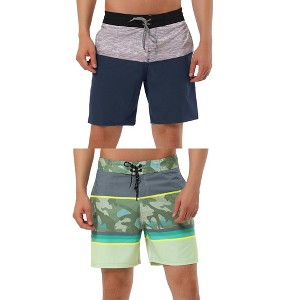 Lars Amadeus Men's Holiday Contrast Color Design Drawstring Waist Beach Board Shorts 2 Pack - 1 of 4