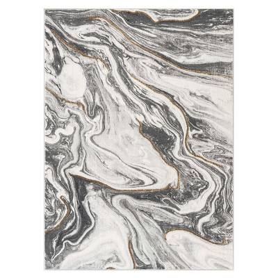 Gray Marble Abstract Pattern 6' x 9' Synthetic Area Rug