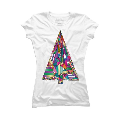 Junior's Design By Humans Christmas tree abstract By xgdesign T-Shirt