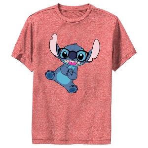 Boy's Lilo & Stitch Black Glasses Stitch Performance Tee - 1 of 4