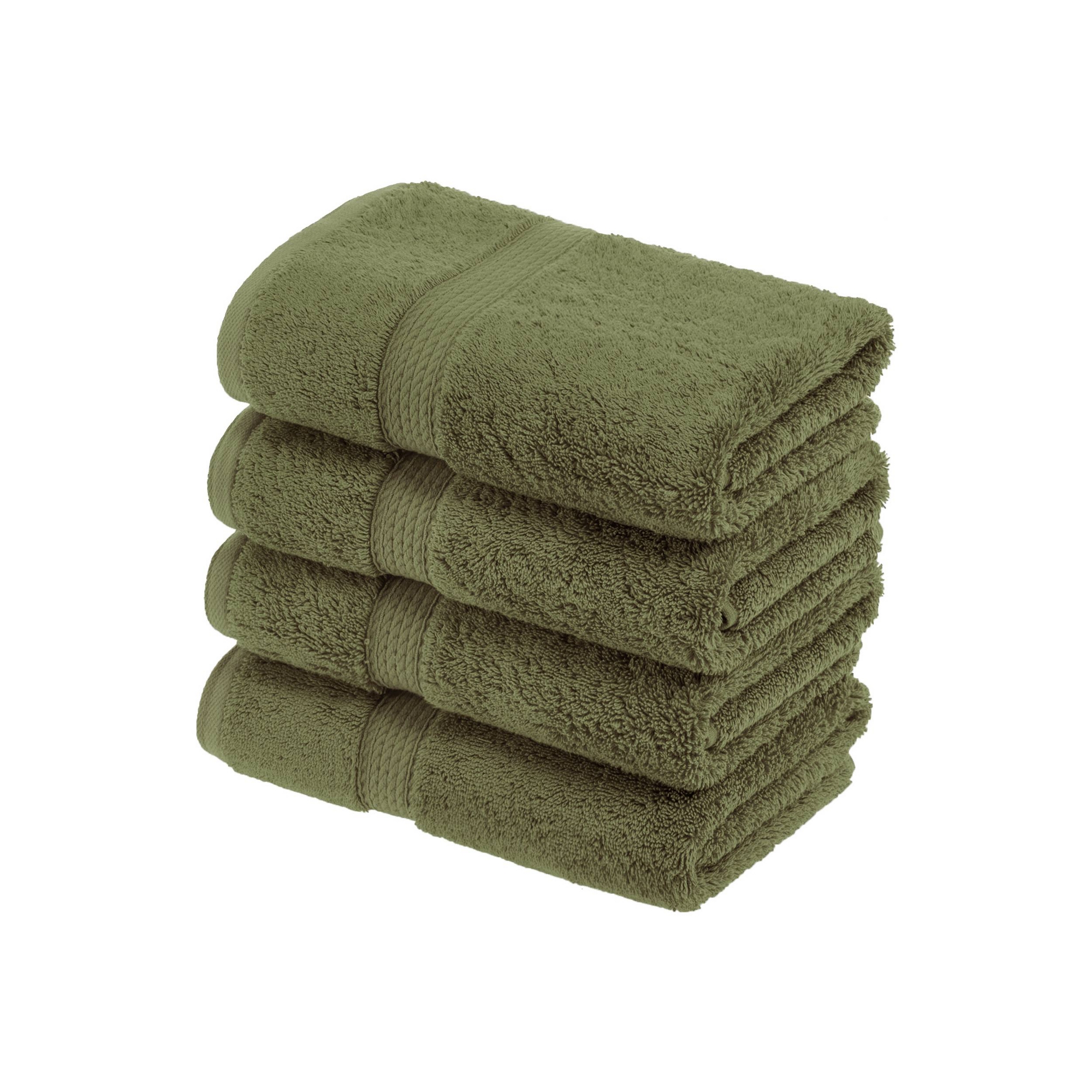 Luxury Egyptian Cotton Heavyweight Absorbant Ultra-Plush 4 Piece Hand Towel Set, Forest Green - Blue Nile Mills