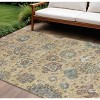 Gold Beige And Pale Aqua Floral Washable Indoor Outdoor Area Rug - 2 of 4