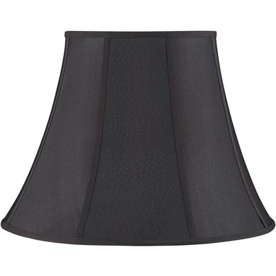 Black Faux Silk Large Softback Bell Lamp Shade 11" Top x 20" Bottom x 14" High (Spider) Replacement with Harp and Finial