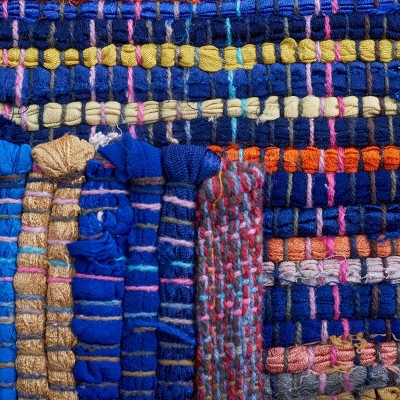 Handwoven Whimsy Yellow Cotton & Wool 30" Rectangular Area Rug