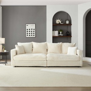 MAYEERTY 4 Seat Modern Comfy Upholstered Sofa with Soft Pillows Convertible Deep Seat Sofa Lounge Chair for Livig Room Bedroom Beige - 1 of 4
