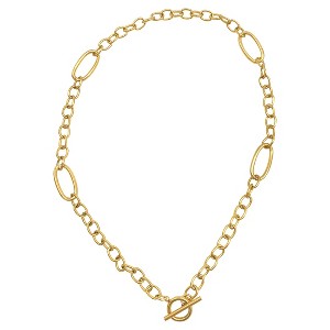 Adornia Tarnish Resistant 14k Gold Plated Mixed Link Toggle Necklace - 1 of 2