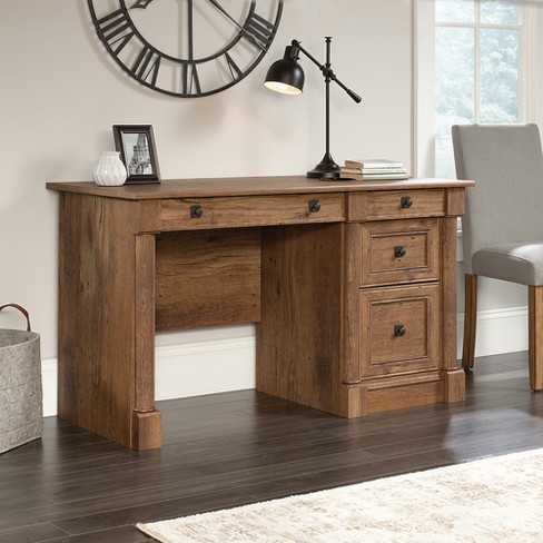 Palladia Computer Desk Vintage Oak Finish - Sauder: Executive Style,  Keyboard Shelf, Hanging File Storage, Laminated Surface