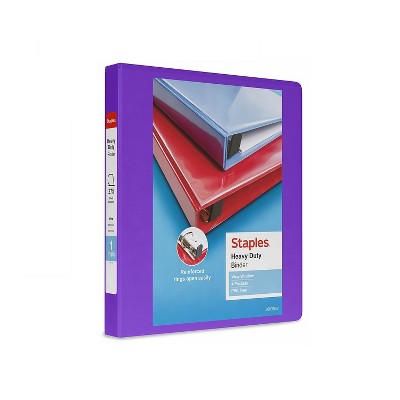 Staples Heavy Duty 1" 3-Ring View Binder Purple (24673-US) 82707