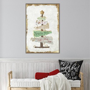 22" x 33" Golden Christmas Tree Framed Wall Canvas - Amanti Art: PI Studio Seasonal Decor - 1 of 4