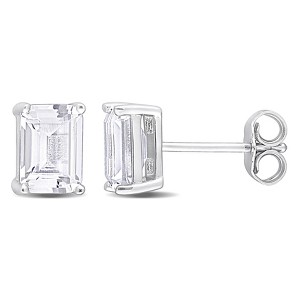EVERLY JEWELRY | Sterling Silver 3 1/5 CT TGW Octagon Created White Sapphire Stud Earrings - 1 of 4
