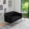 SEYNAR Modern Glam Comfy 50" Metal Legs Curved Sofa 2 Seaters Loveseat with Tufted Back - 3 of 4