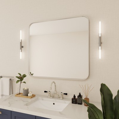 40 in. W x 36 in. H Rectangular Aluminum Framed Wall Bathroom Vanity Mirror in Silver