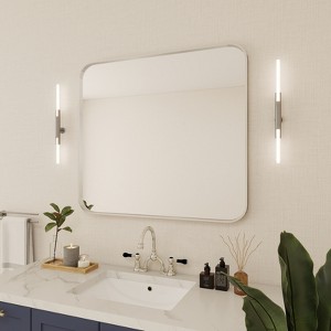 40 in. W x 36 in. H Rectangular Aluminum Framed Wall Bathroom Vanity Mirror in Silver - 1 of 4