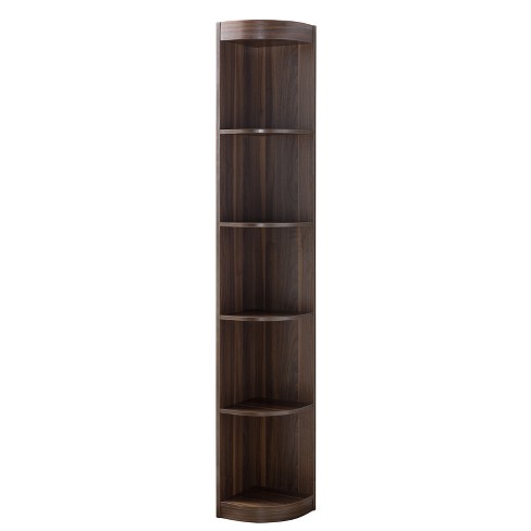 Walnut Wooden Corner Display Cabinet Storage Book Shelf With