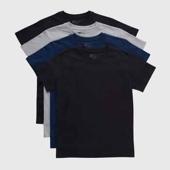 Hanes Boys' 4pk Crew Neck T-Undershirt - Black/Gray/Navy Blue 