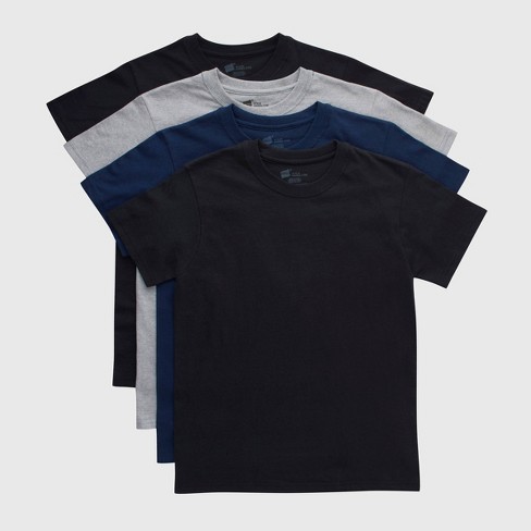 Hanes Boys' 4pk Crew Neck T-Undershirt - Black/Gray/Navy Blue S