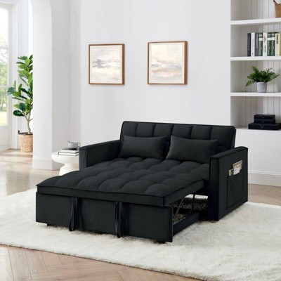 NicBex Couches for Living Room 54.33" Multi-Functional Foldable Sofa Bed Velvet Upholstered Pull-out Sofa Couch with Adjustable Back