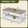 Coffee Table 43" with Storage Shelf and Sturdy V-Shaped Support, Farmhouse Wood Center Table for Living Room, Bedroom, Office, Balcony - 3 of 4