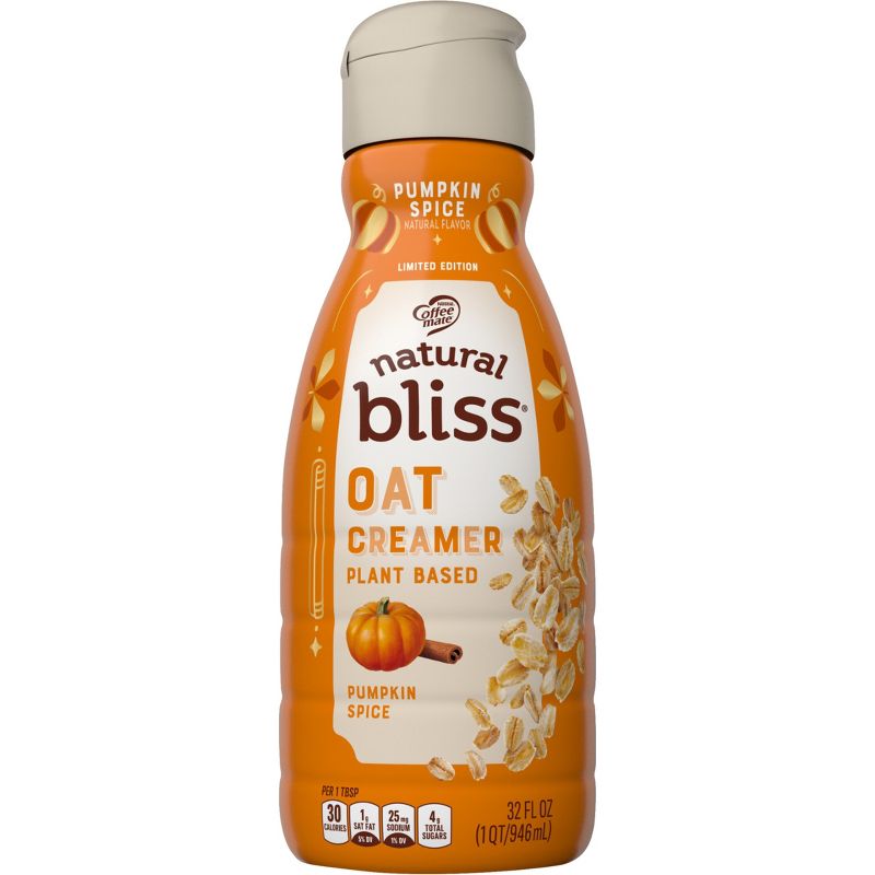 Coffee mate Natural Bliss Plant Based Pumpkin Spice Oat Milk Creamer - 1qt, 3 of 12