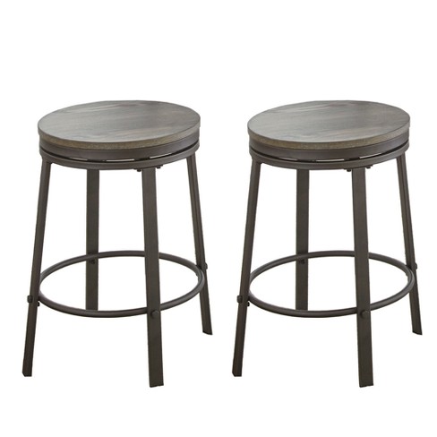 Set of 2 Portland Counter Height Barstool Gray Steve Silver